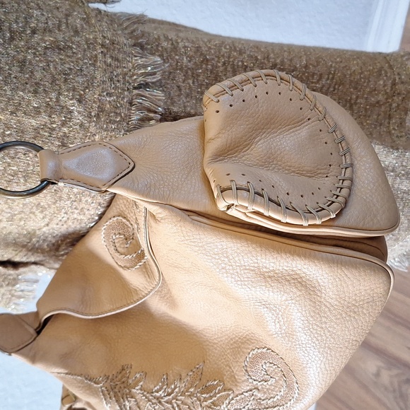 COLE HAAN Tan pebbled leather Boho Bag - Picture 7 of 11